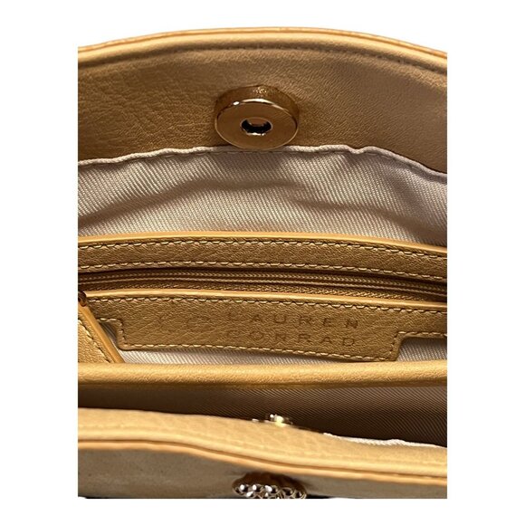 Lauren Conrad Crossbody Bag Light Tan Faux Leather Suede Gold Hardware 9.5x7.5x5 - Picture 7 of 7